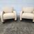 2 Modern leather accent living room chairs pair cream color armchairs 12 thumbnail