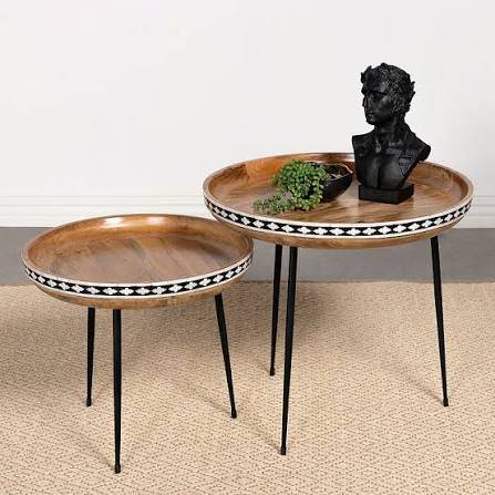 Summer Sale..Wood/w Bone Inlay Nesting Tables was $650 now 1