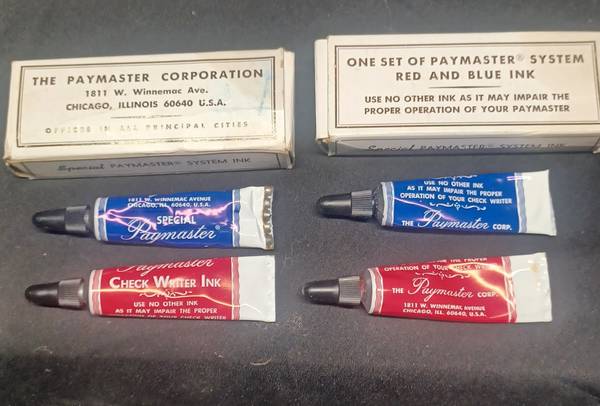 4 Tubes of paymaster ink Red & Blue 1