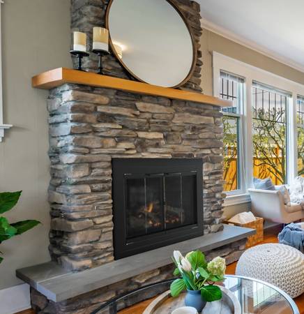 Brand New Small Black Bi-Fold Tempered Glass Fireplace Doors & Magnetic Screens  1