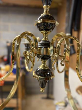 Solid Brass Chandelier with Black Enamel 1