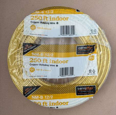 NM-B 12/2 copper building wire, indoor, 250 ft, unopened 1