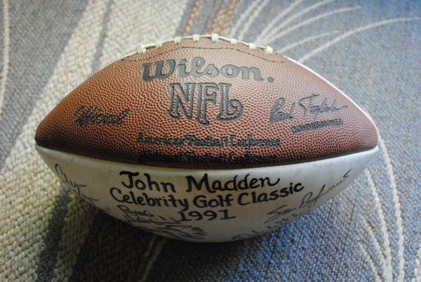 Football autograph ball, John Madden 1991 celebrity golf classic OBO 1
