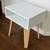 Crate & Barrel White Mid Century Modern Style End Table With Open Storage Shelf 1 thumbnail
