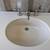48"W Med Brown Bathroom Vanity W/ White Laminate Top Used Good Cond 4 thumbnail