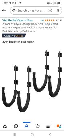 Kayak Storage hooks - set of 2 1