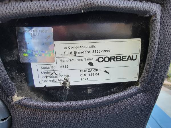 Corbeau Forza Sport Seat Blue w/ Seat Bracket - $450 (san jose south)63471454491395124
