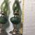 2 vintage emerald hurricane oil lamps 1 thumbnail