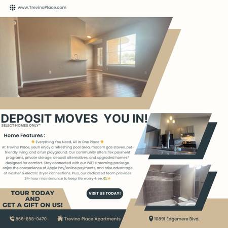 $1 / 1br - 👻 FINAL FRIGHT – ONE LEFT WITH REDUCED RENT (Trevino Place on 10891 Edgemere)63971558548738120