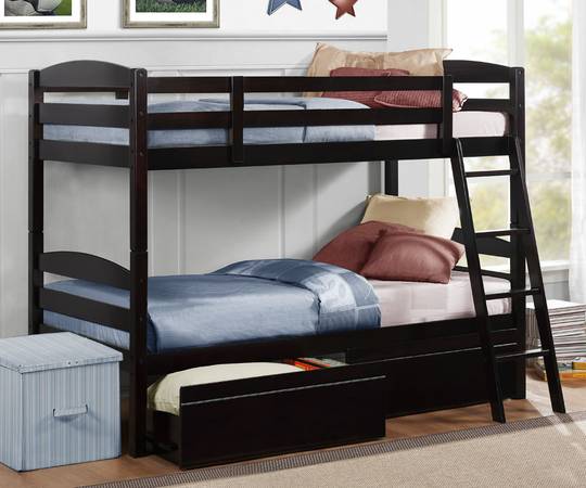 Jefferson single single bunk bed, SOLID HARDWOOD, in stock, 2 colors 1