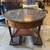 19th Century French Louis XVI Marble Top Walnut & Brass Bouillote Table 1 thumbnail