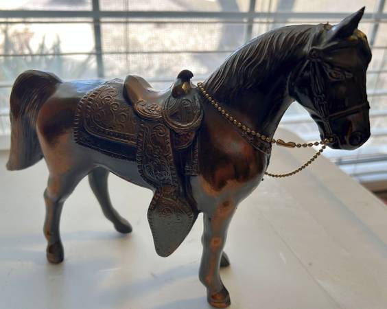 Vintage 11" Copper Plated Equestrian/Horse Statuette/Figurine 1