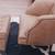 Rare Mid century custom faux Leather studded chair and ottoman 7 thumbnail