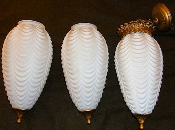 Mid-Century Lot of 3 Rare Hollywood Regency Drapery Satin Shades 1