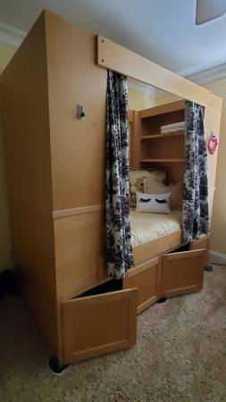 Custom made solid wood bed w/storage 1