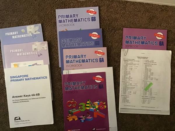 Singore Math 6A & 6B Primary Textbook, Workbook and Solution Manuals 1