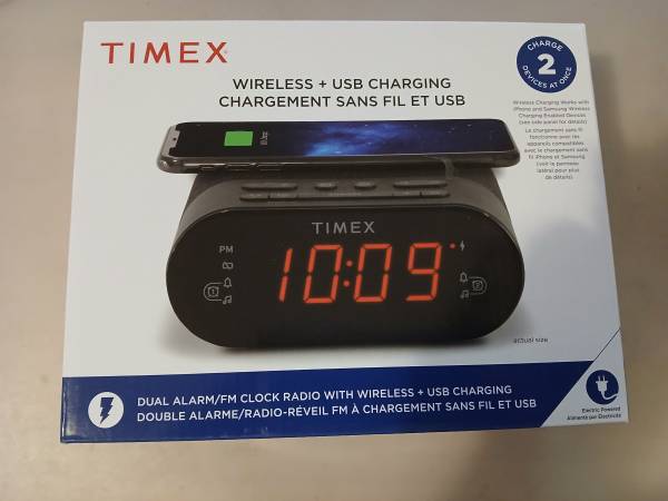 Brand New Timex TW500 Dual Alarm Clock Radio With USB and Wireless Cha 1