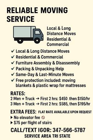 🚛 2 Movers + Truck– Reliable & Affordable 🚛 1