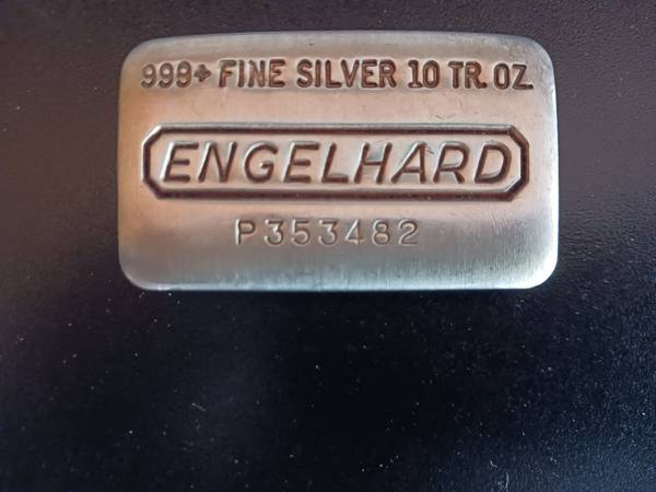 10 oz. Engelhard poured silver bar - Vintage 1