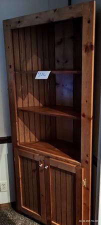 Beadboard solid Pine corner cabinet 1