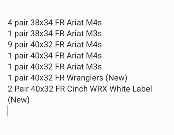 FR DENIM JEANS (Ariat, Wrangler & Cinch 1