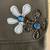 Navy Blue Leather Purse/Clutch with Flower Appliques and  Handle 4 thumbnail