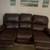 3 piece brown leather reclining living room set along with fireplace e 5 thumbnail