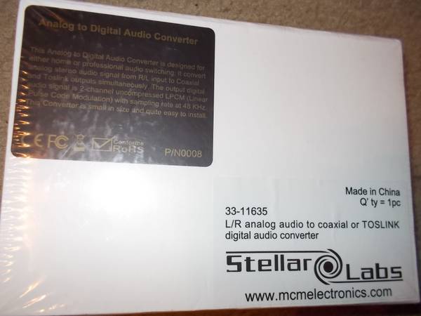 Stellar Labs Analog Audio to Digital Audio Converter 1