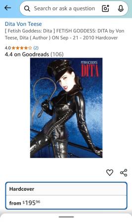 Dita Von Teese Fetish Goddess 2010 Hardback - books