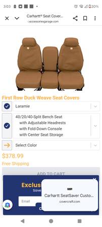 2010 Dodge megacab 2500 carheart seat covers 1