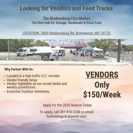 New Weekend Flea Market – Vendors & Food Trucks Wanted (Brentwood, MD) 1
