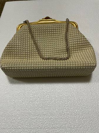 Cream Colored Metal Purse 1