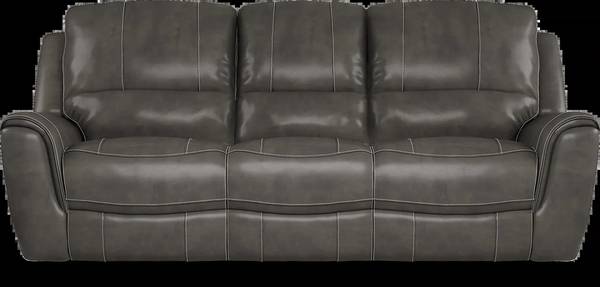 Grey leather couch with reclining seat 1