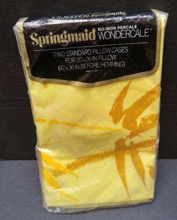 2 new yellow pillowcases/ pillow slips with brown design 1