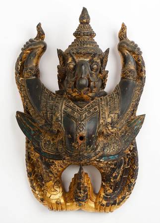 Garuda 20thC Asian Garuda Giltwood Polychrome Antique Vintage Thai Tha 1