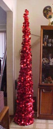 7' Tinsel Christmas Pencil Tree  NEW 1