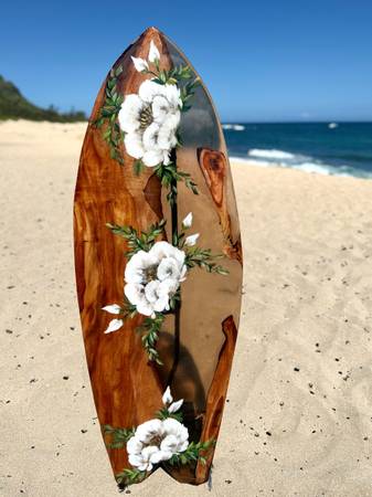 Surfboard Art Opiuma Hawaiian Wood , 59.5 inches, epoxy - arts