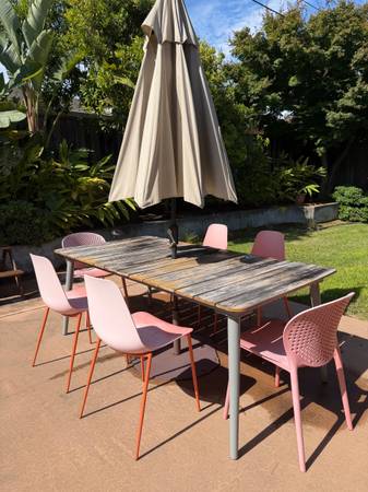 Article Outdoor Dining Table + 6 Chairs & Treasure Garden Umbrella 1