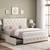 Queen Size Upholstered Platform Bed Frame with 4 Storage Drawers, Modern Beige F 2 thumbnail