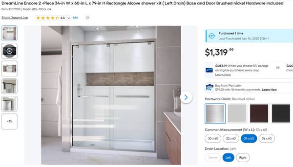 Brushed nickel shower kit Hardware Included 1