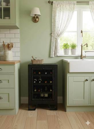 Industrial Wine Rack & Bar Cabinet - Holds 12 Bottles - 1