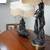 Vintage Pair of Art Nouveau Bronze Finish Figural Lamps c. 1920 4 thumbnail