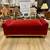 Red Velvet Sofa Bench with Wood Base and Cushion 3 thumbnail