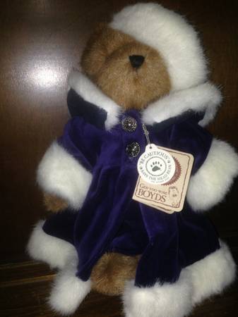 Boyds Bears Katerina Winterbeary Plush Teddy Bear Purple Winter Coat 1