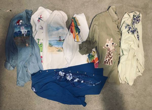 HAND-PAINTED -7- Jacket/Shirts/Sweater - PRE-WORN- Women 1