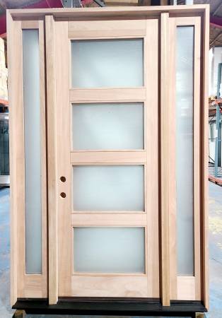 New 36" 4 Lite w/Sidelites RH Inswing Mahogany Exterior Door 1
