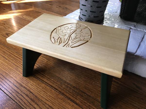 a Carved floral bench 1