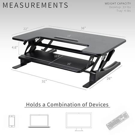 VIVO 36" Height Adjustable Stand-Up Desk Converter - Dual Monitor 1