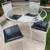 VINTAGE MODERN METAL GLASS TOP TABLE and 4 CHAIRS 1 thumbnail