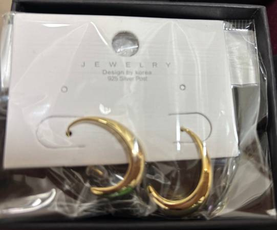 Gold Loop Earrings with 925 Silver Post 1